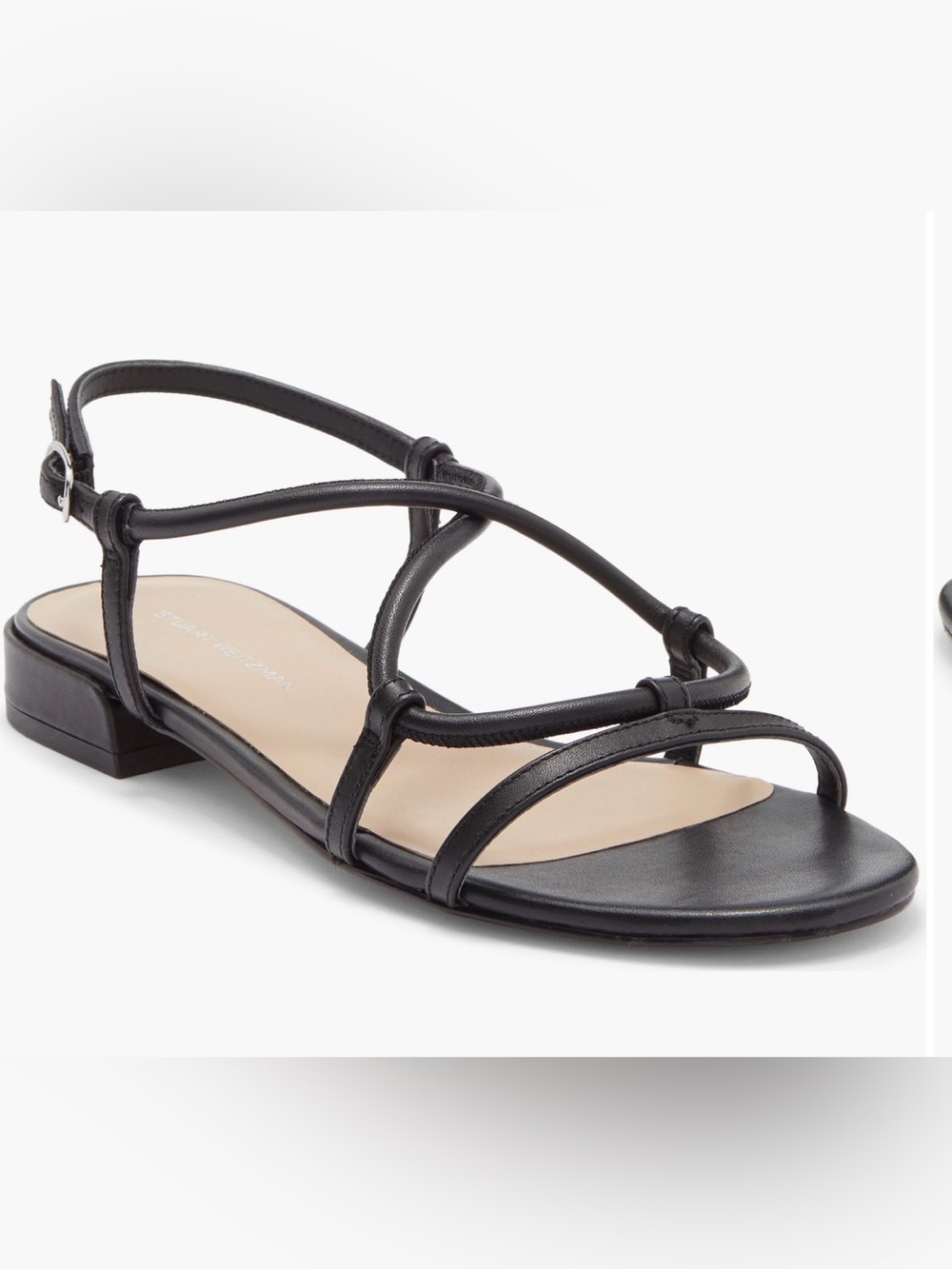 Stuart Weitzman Nilla Sandal Metallic Black Leather 7 M NEW 3325
